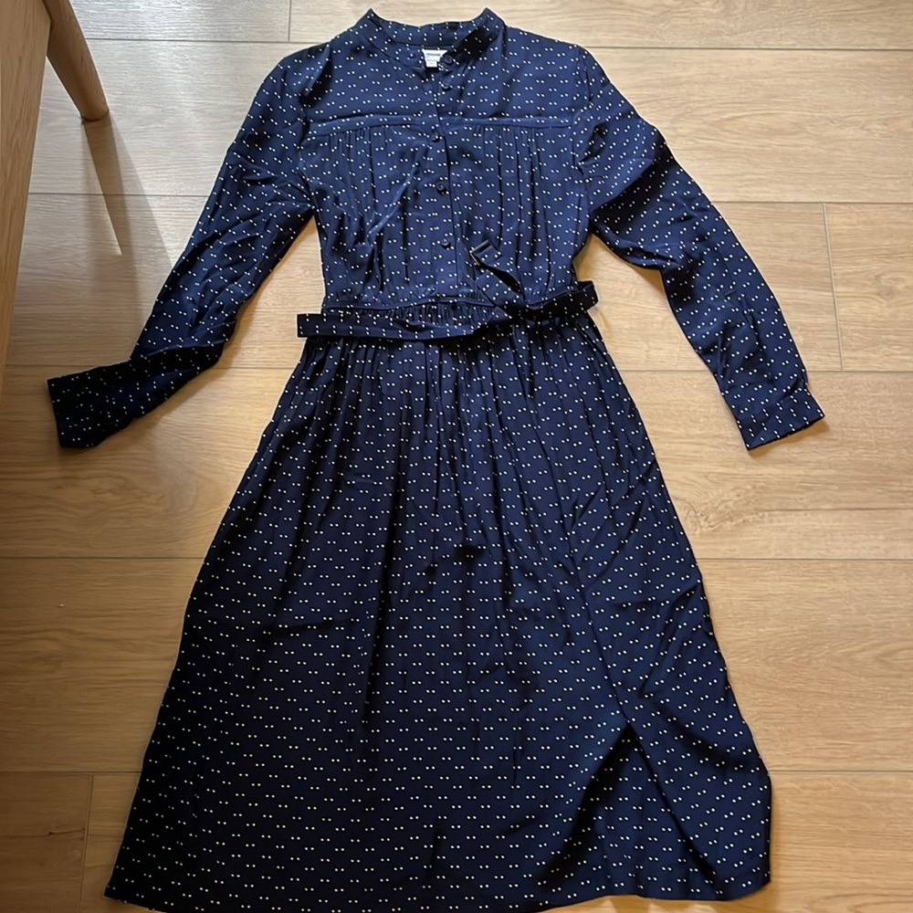 Uniqlo Electric power Navy Blue Polka Dot Dress